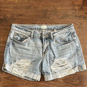 Sneak Peek Women's Distressed Denim Shorts | Blue Denim Shorts | Distressed